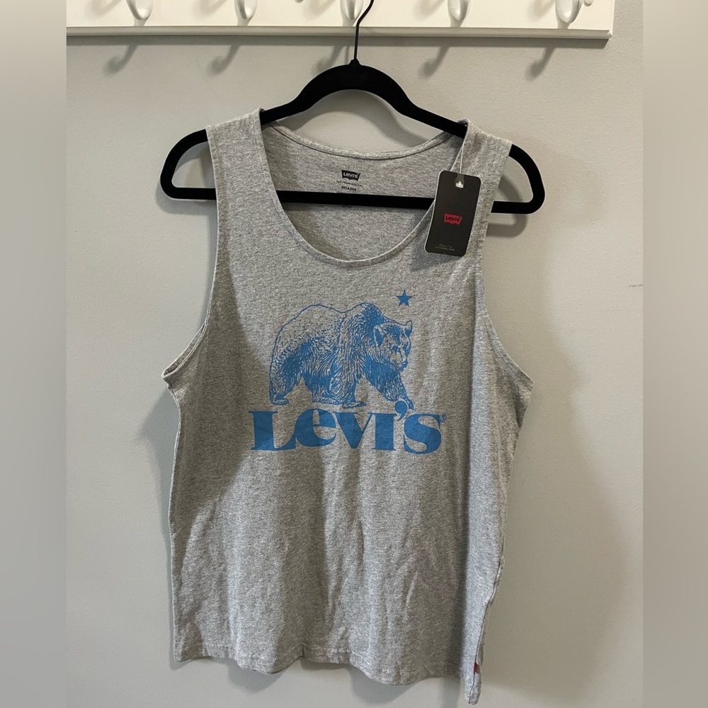 Levi's men’s Heather Gray and Blue Bear Tank Top size small